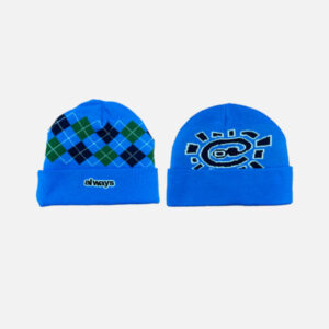 Adwysd Reversible Cuff Argyle Beanie – Blue