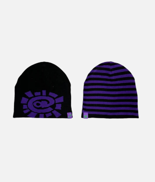 Adwysd Reversible Cuff Beanie – black/purple