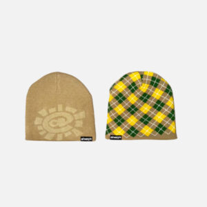 Adwysd Reversible Cuff Beanie – sand/tartan