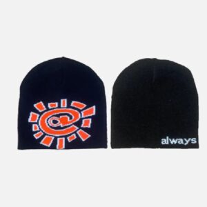 ADWYSD REVERSIBLE NO CUFF BEANIE BLACK ORANGE