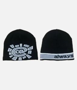 ADWYSD REVERSIBLE NO CUFF BEANIE BLACK SILVER