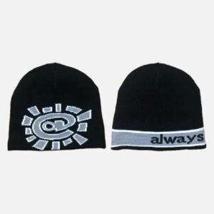 ADWYSD REVERSIBLE NO CUFF BEANIE BLACK SILVER