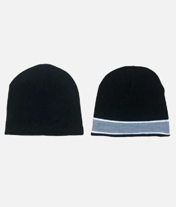 ADWYSD REVERSIBLE NO CUFF BEANIE BLACK SILVER