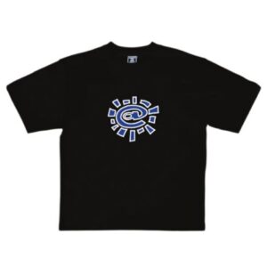 BLUE WHITE LOGO @SUN T SHIRT BLACK